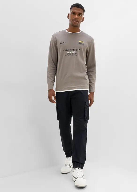 Regular Fit Cargohose aus reiner Baumwolle, Tapered, bonprix