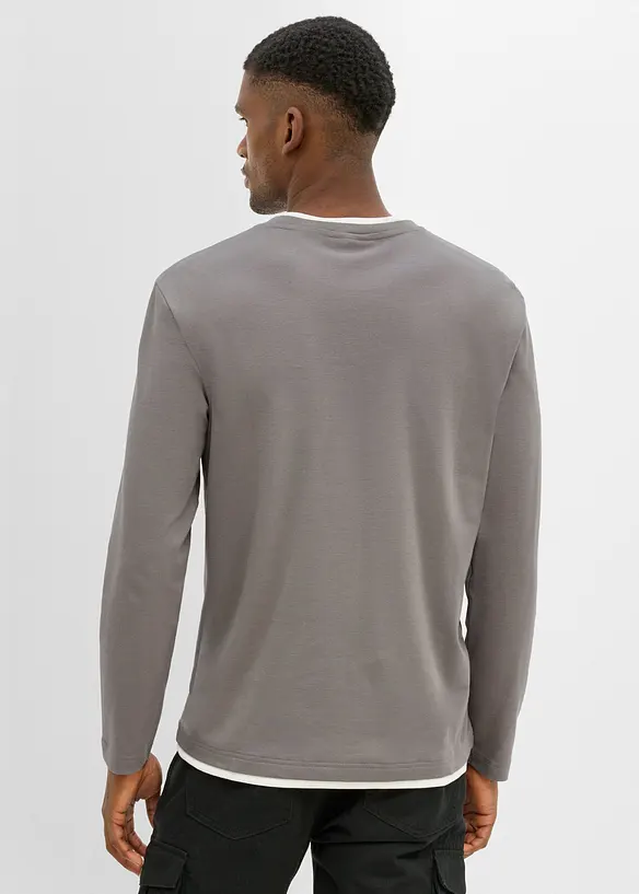 Langarmshirt in 2-in-1-Optik aus reiner Bio-Baumwolle, bonprix