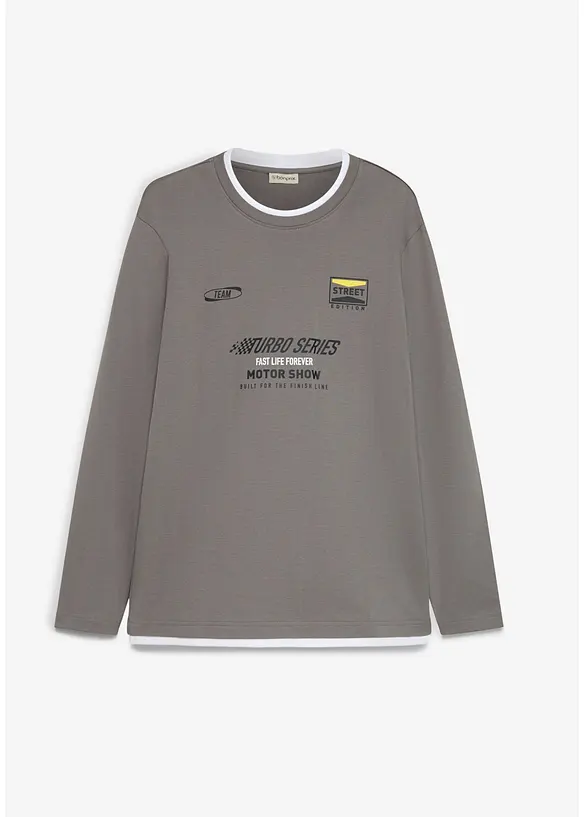 Langarmshirt in 2-in-1-Optik aus reiner Bio-Baumwolle, bonprix