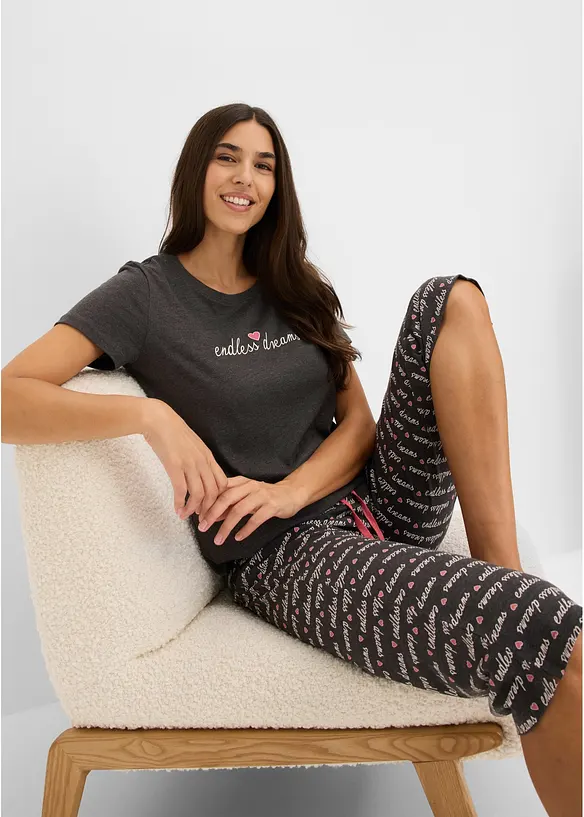Capri Pyjama aus reiner Baumwolle, bonprix