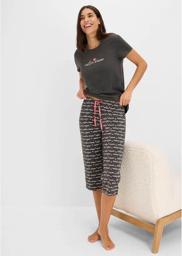 Capri Pyjama aus reiner Baumwolle, bonprix