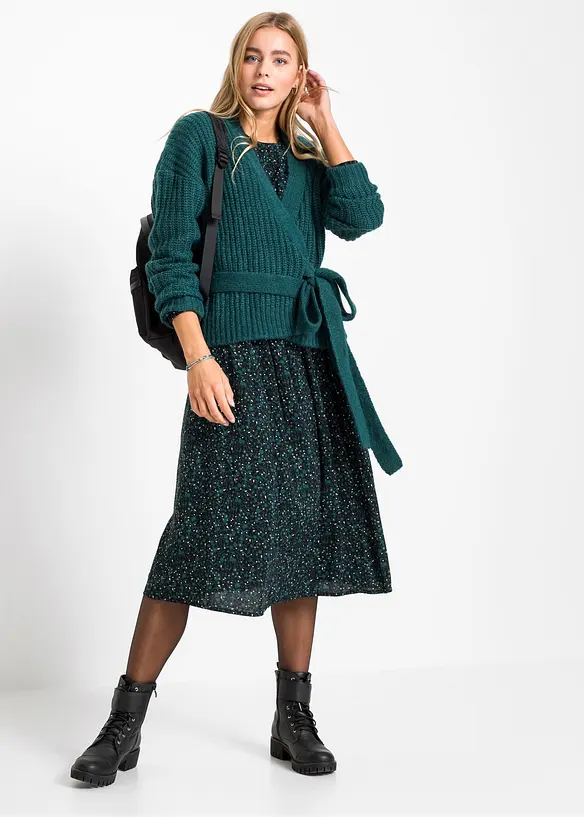 Robe midi &agrave; imprim&eacute; floral, bonprix