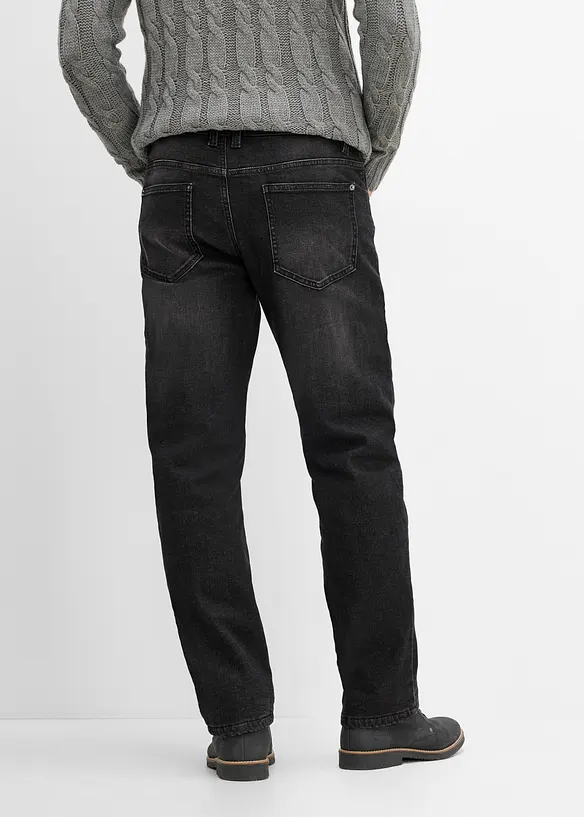Thermo Relaxed-Fit-Jeans mit Dehnbund, Straight, bonprix