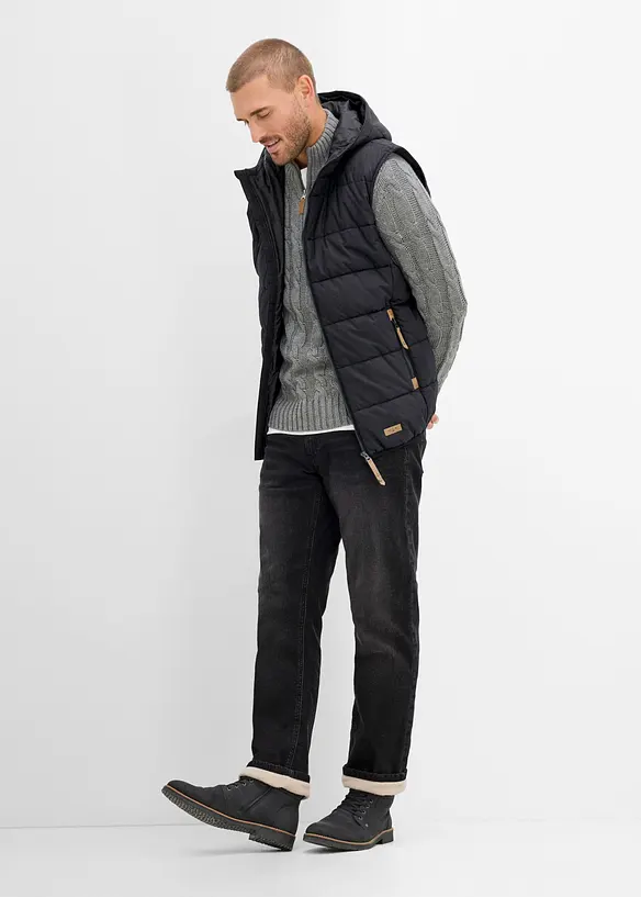 Thermo Relaxed-Fit-Jeans mit Dehnbund, Straight, bonprix