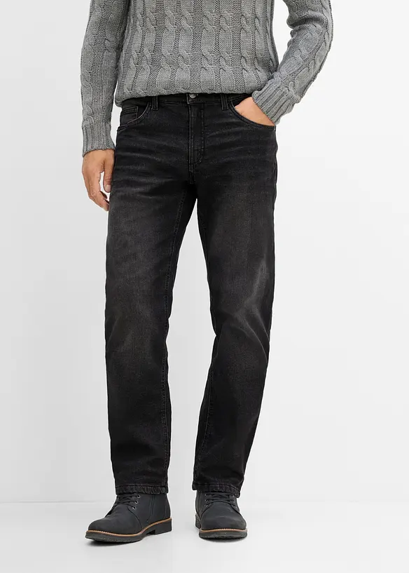Thermo Relaxed-Fit-Jeans mit Dehnbund, Straight, bonprix