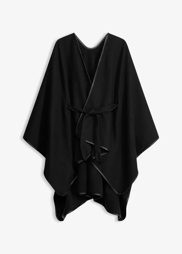 Poncho mit Paspel in Lederoptik, bonprix