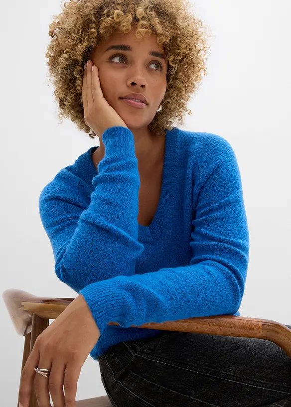 Strickpullover mit V-Ausschnitt, Oversized Fit, bonprix
