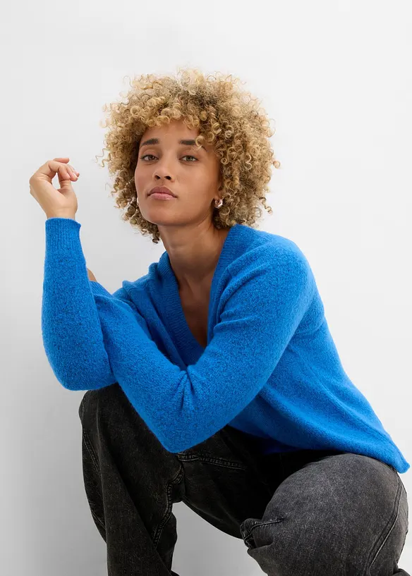 Strickpullover mit V-Ausschnitt, Oversized Fit, bonprix