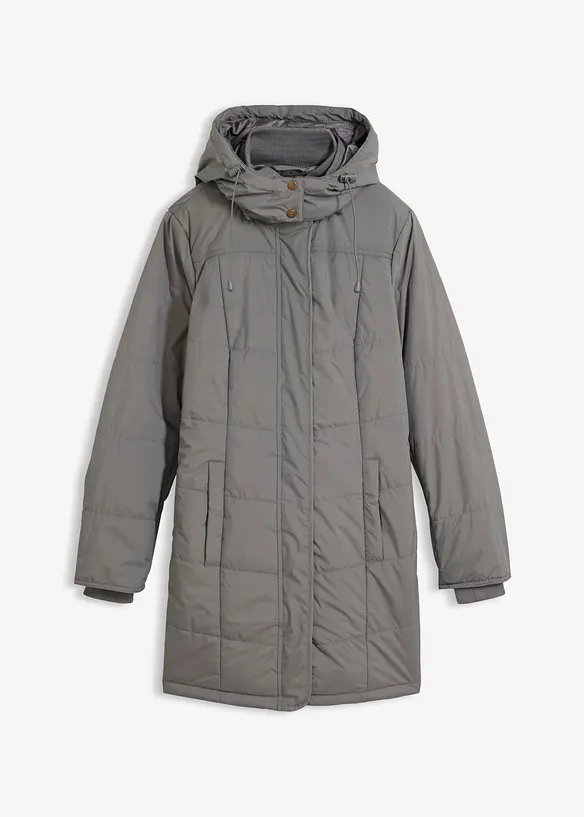 Long-Steppjacke, wattiert mit Kragen und Kapuze, bonprix