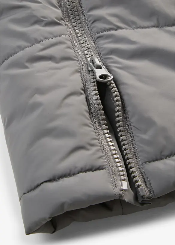 Long-Steppjacke, wattiert mit Kragen und Kapuze, bonprix