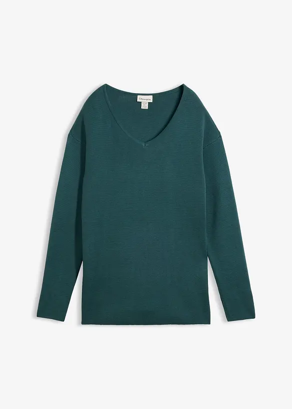 Milano Rib Pullover mit V-Ausschnitt, bonprix