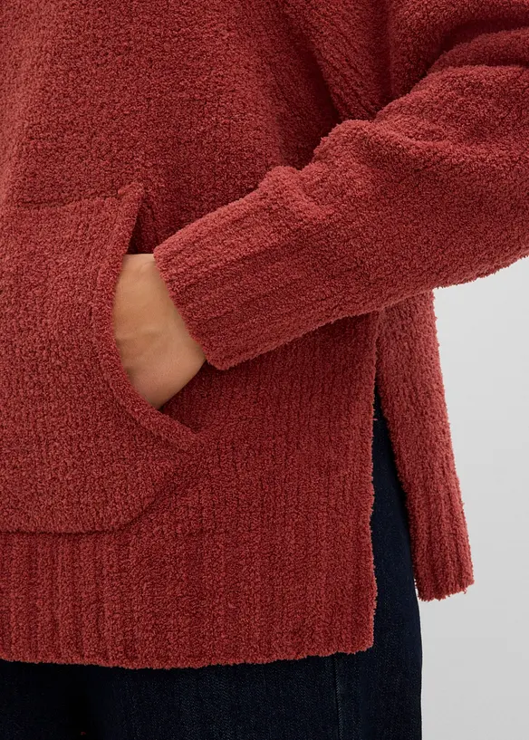 Pull &agrave; capuche en maille peluche, bonprix