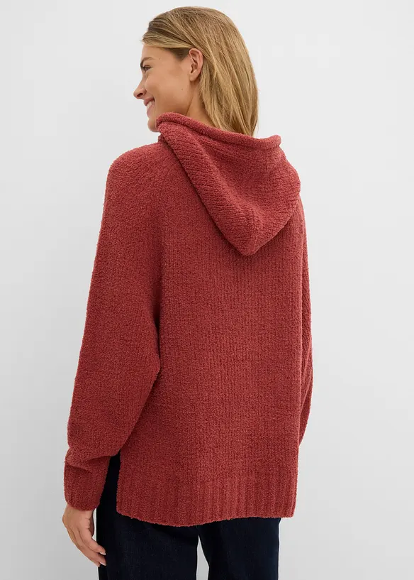 Pull &agrave; capuche en maille peluche, bonprix