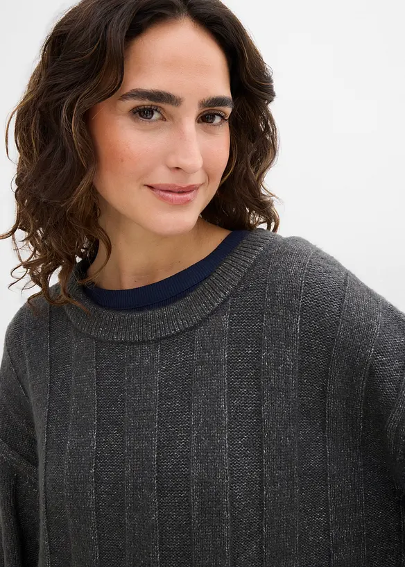 Oversize-Pullover aus Rippstrick, bonprix