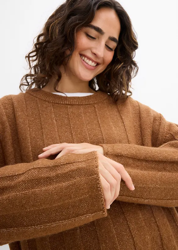 Oversize-Pullover aus Rippstrick, bonprix