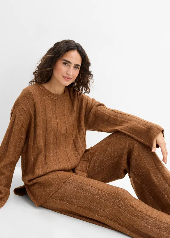Oversize-Pullover aus Rippstrick, bonprix