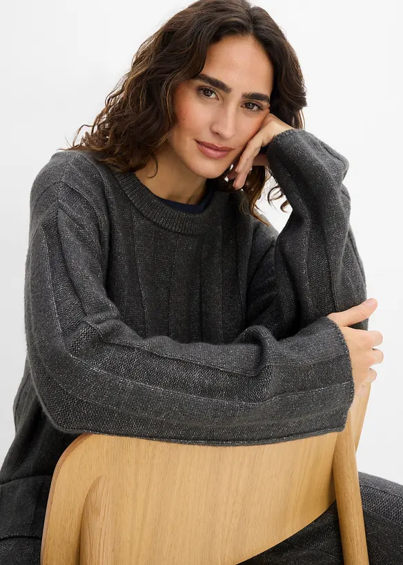 Oversize-Pullover aus Rippstrick, bonprix