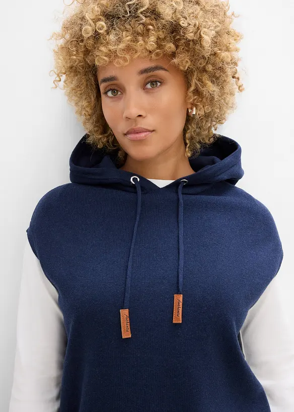 Pull sans manches &agrave; capuche, oversize, bonprix