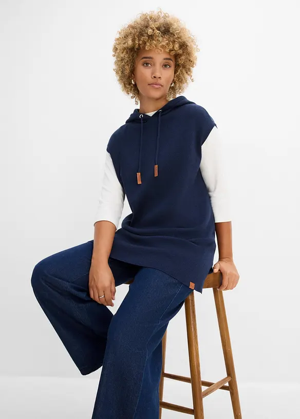 Pull sans manches &agrave; capuche, oversize, bonprix