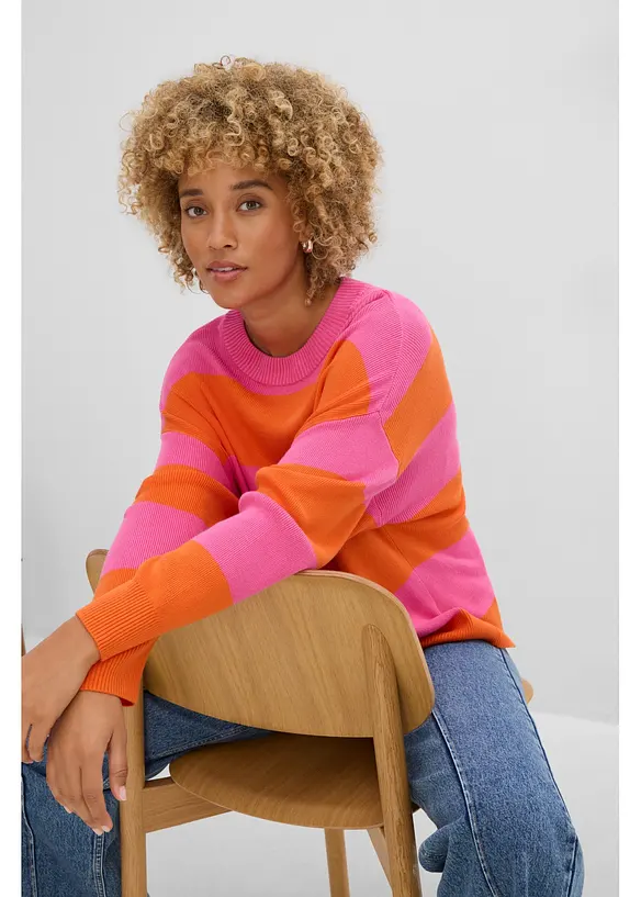 Pull en fine maille &agrave; larges rayures, bonprix