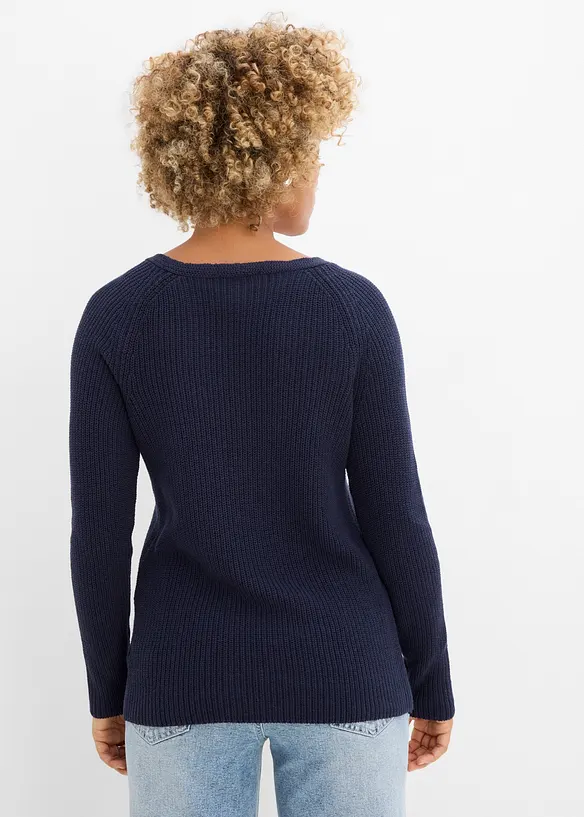 Pull c&ocirc;tel&eacute; 100% coton, bonprix