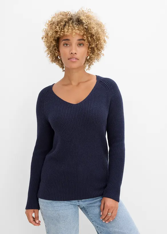 Pull c&ocirc;tel&eacute; 100% coton, bonprix