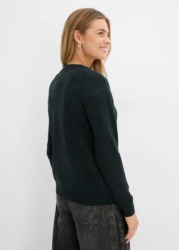 Pull en maille chin&eacute;e &agrave; col rond, bonprix