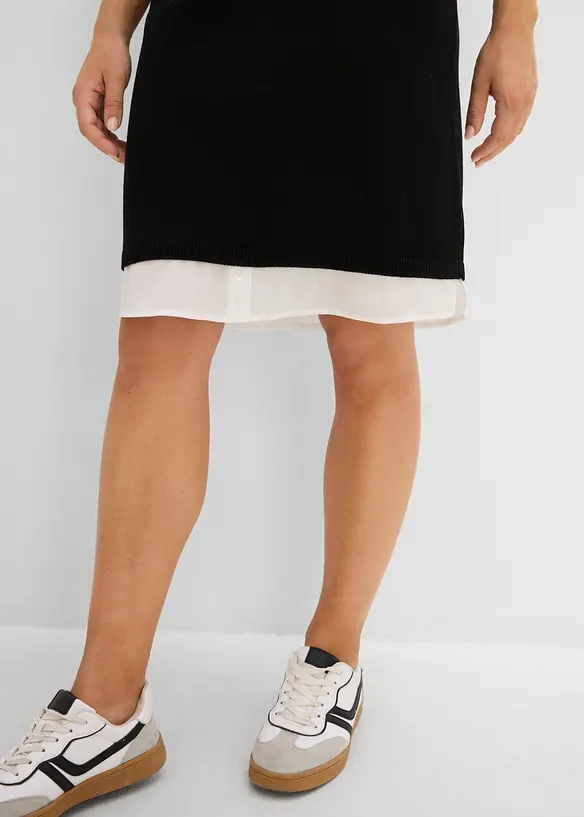 Robe en maille &agrave; empi&egrave;cement chemisier, bonprix