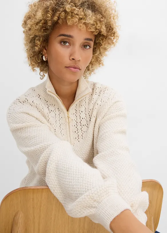 Pull camionneur &agrave; motif ajour&eacute;, bonprix