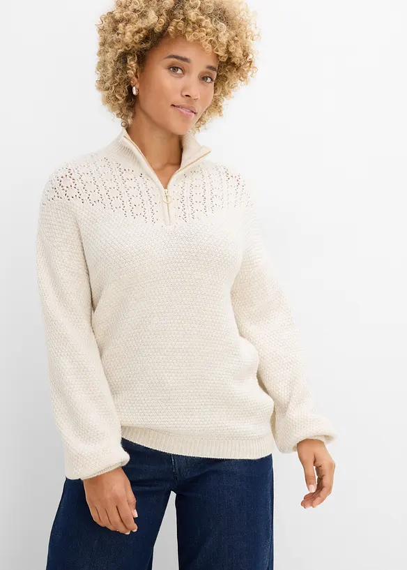 Pull camionneur &agrave; motif ajour&eacute;, bonprix