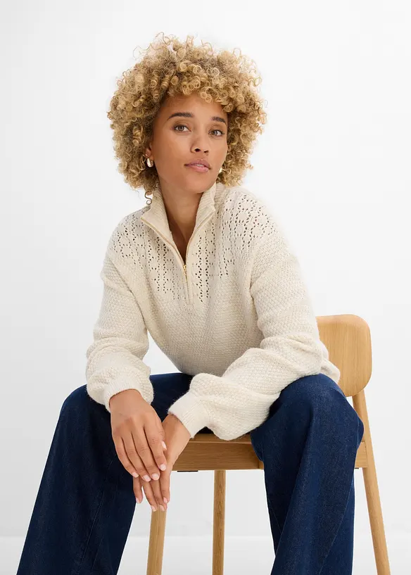 Pull camionneur &agrave; motif ajour&eacute;, bonprix