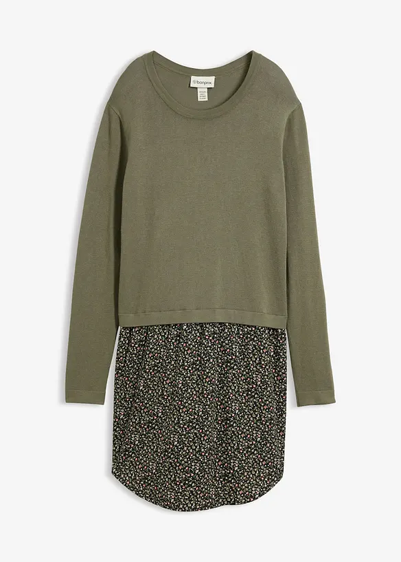 Robe pull en fine maille avec jupe mont&eacute;e, bonprix