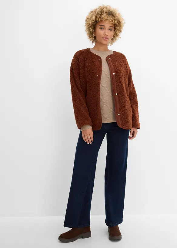 Oversize-Pullover mit Zopfmuster, bonprix