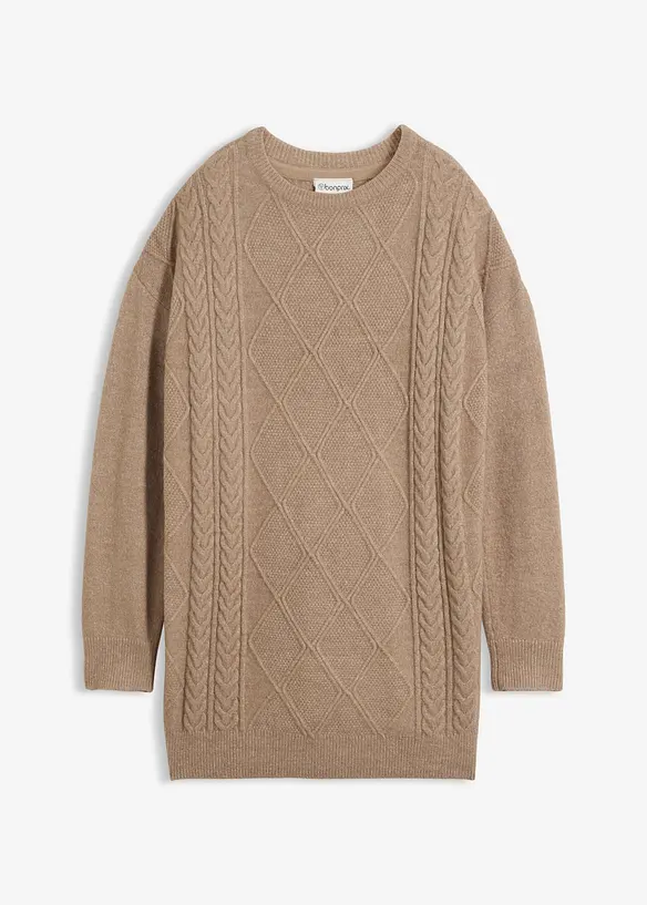Oversize-Pullover mit Zopfmuster, bonprix