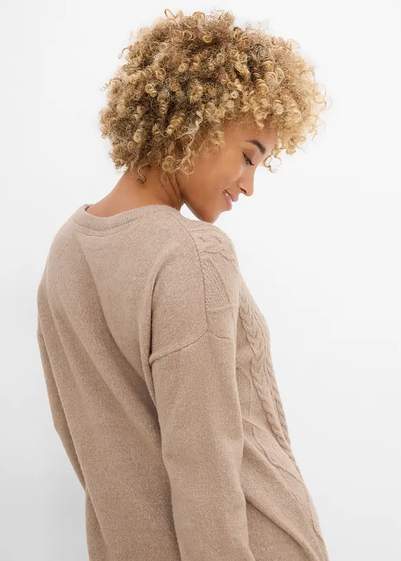Oversize-Pullover mit Zopfmuster, bonprix