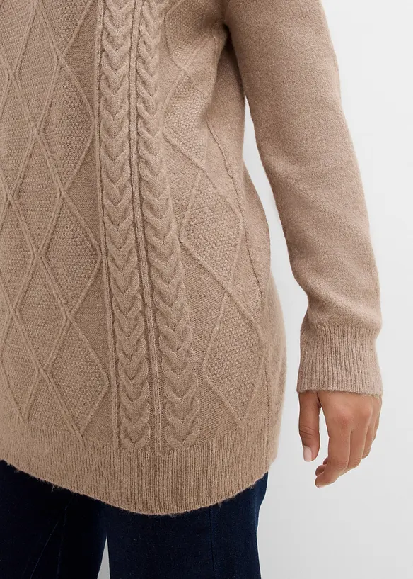 Oversize-Pullover mit Zopfmuster, bonprix