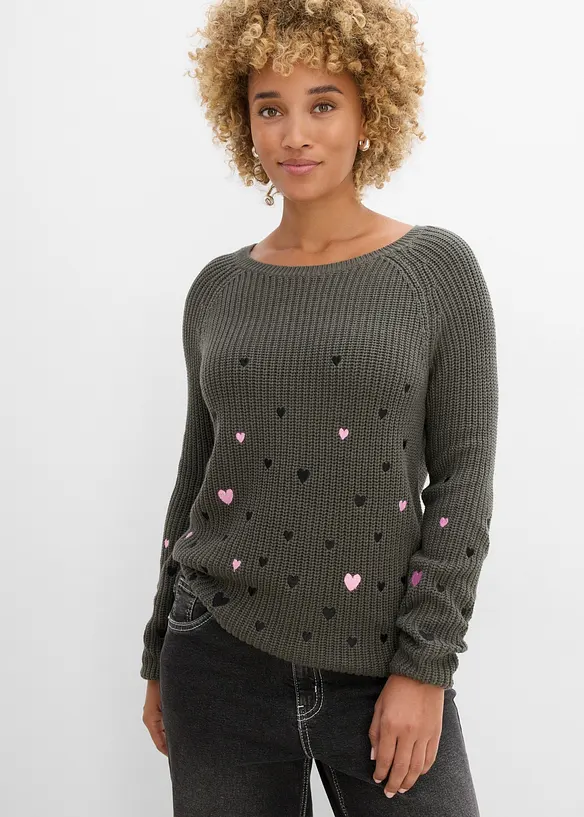 Pull avec broderies, bonprix