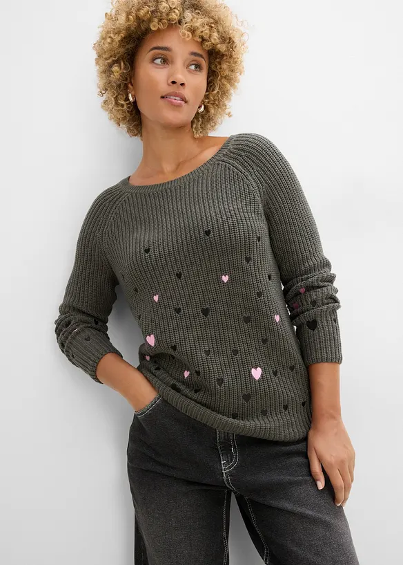Pull avec broderies, bonprix