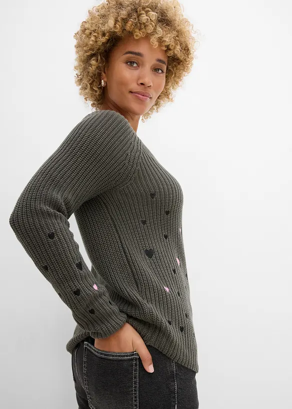 Pull avec broderies, bonprix