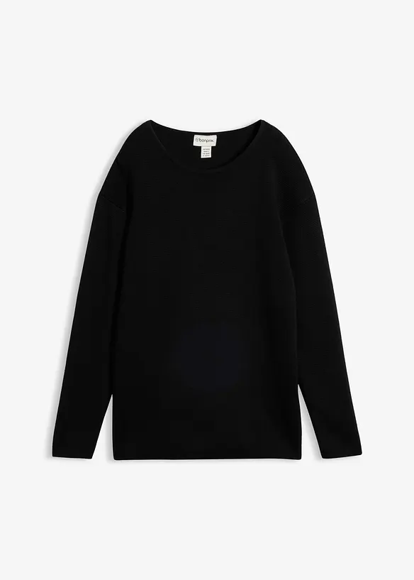 Pull col rond en maille milano c&ocirc;tel&eacute;e, bonprix