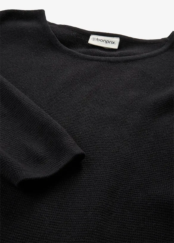 Pull col rond en maille milano c&ocirc;tel&eacute;e, bonprix