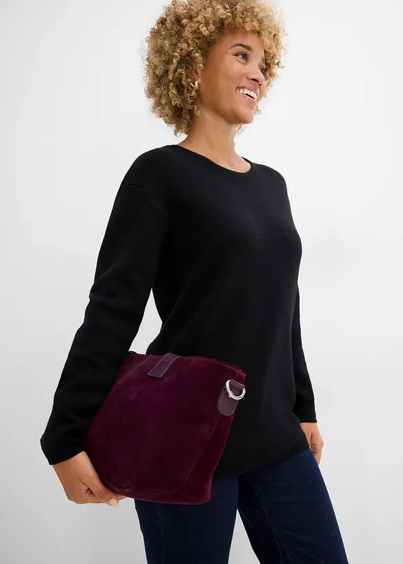 Pull col rond en maille milano c&ocirc;tel&eacute;e, bonprix