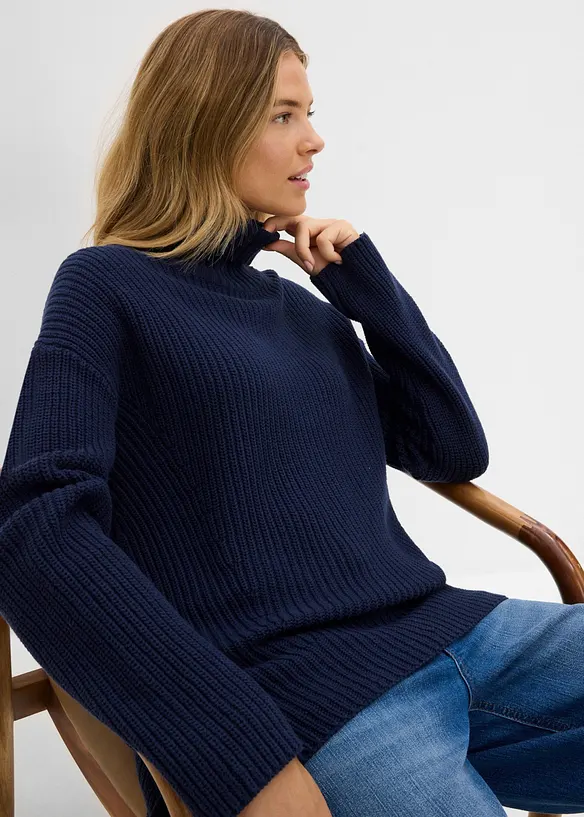 Pull col roul&eacute; 100% coton, bonprix