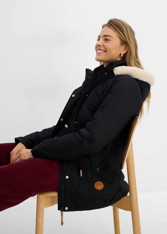 Wattierter Parka mit Fellimitat-Besatz, bonprix
