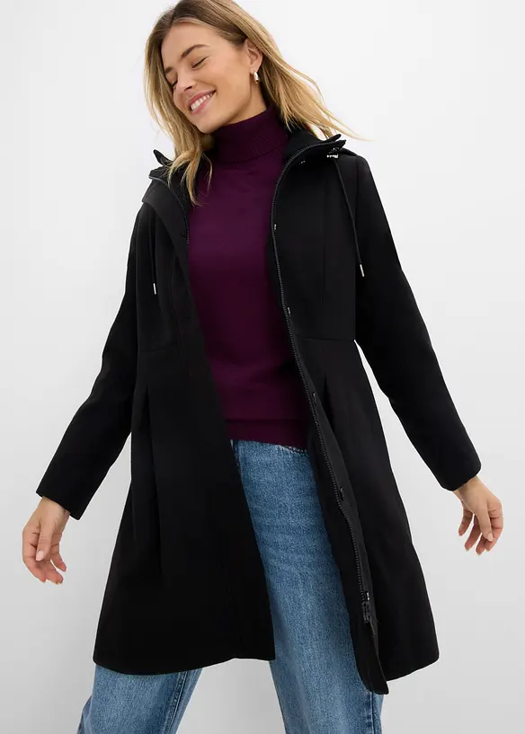Manteau &agrave; capuche et pinces, bonprix