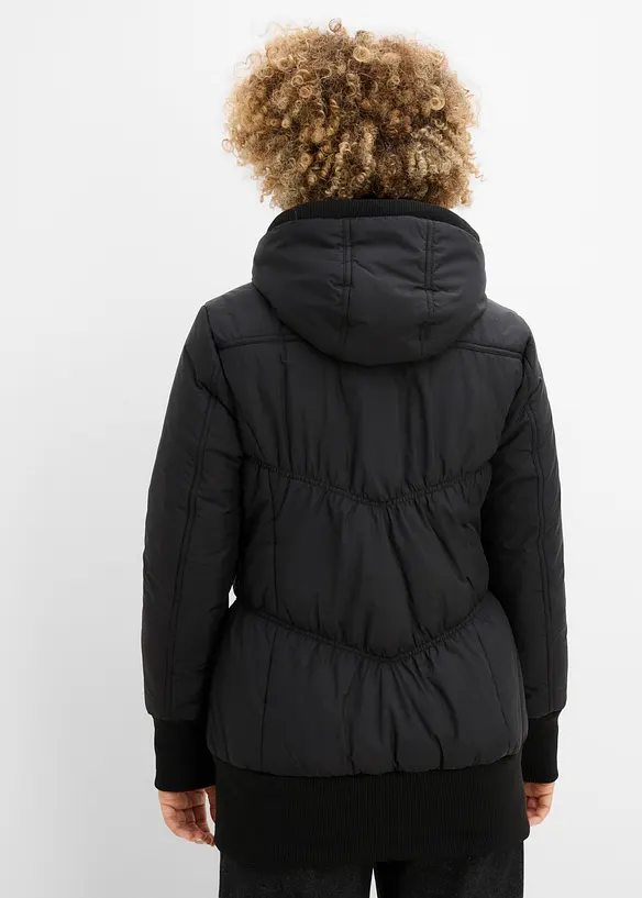 Steppjacke mit breitem Komfortbund und Kapuze, bonprix