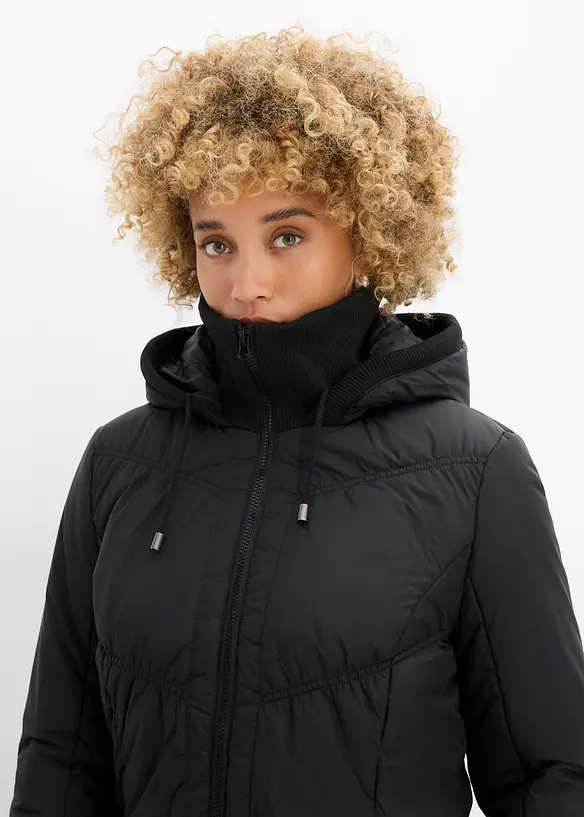 Steppjacke mit breitem Komfortbund und Kapuze, bonprix
