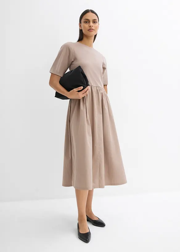 Midikleid aus Materialmix, bonprix