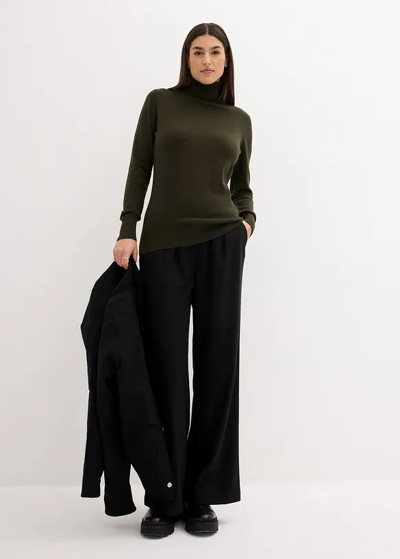 Pull col roul&eacute; basique, bonprix