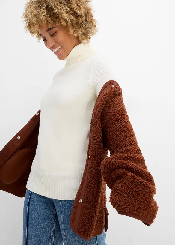 Pull col roul&eacute; basique, bonprix